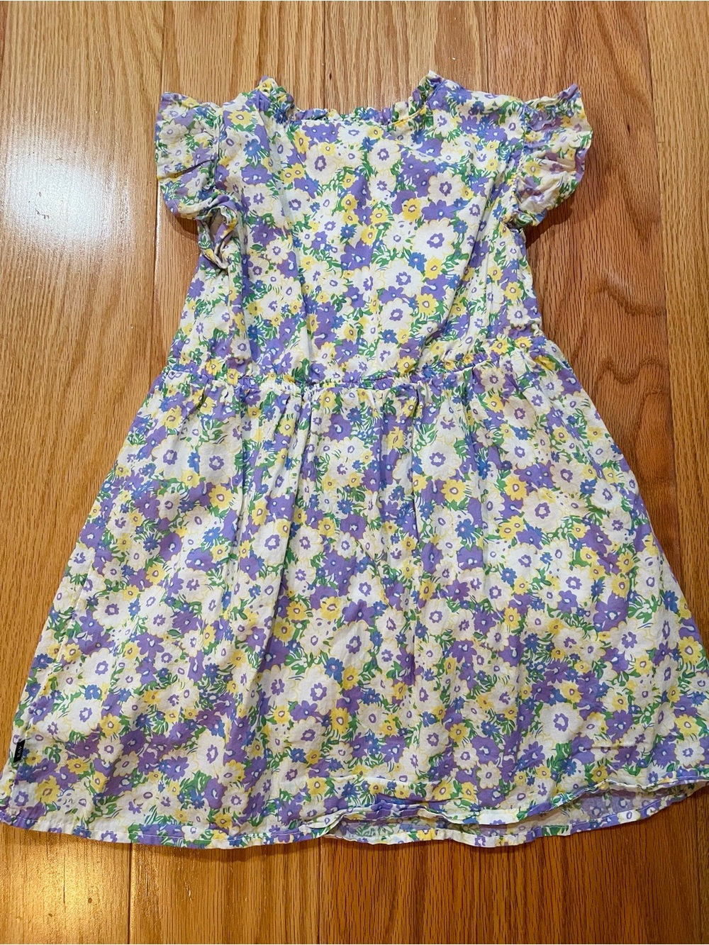 GAP Girls Floral Flutter-Sleeve Dress - Purple & Yellow